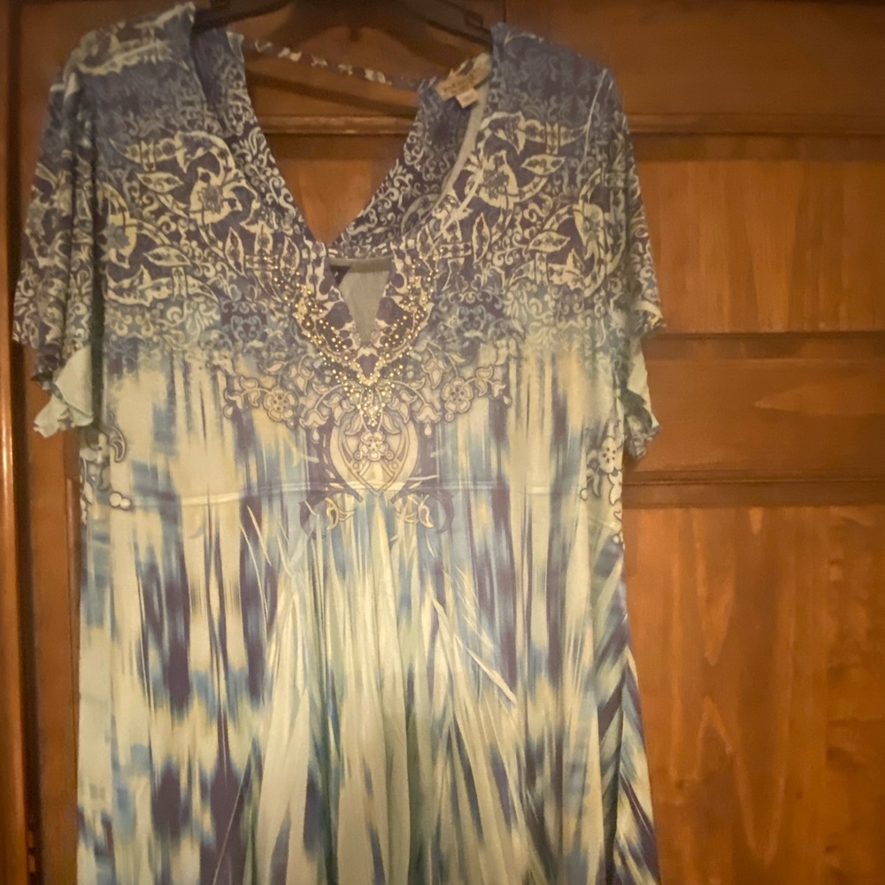 One World blue top.